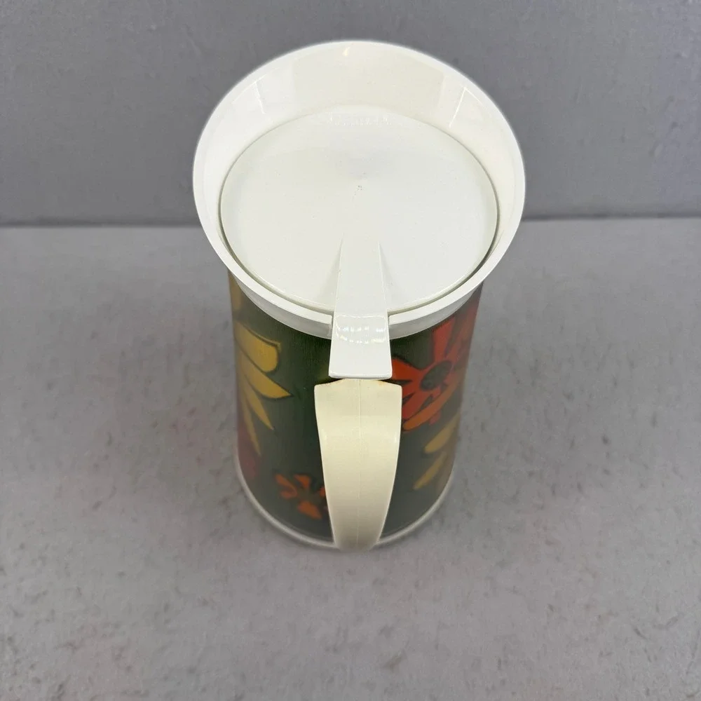Vintage David Douglas Hot Cold Beverage Caddy Pitcher Retro Floral 1970s Thermos